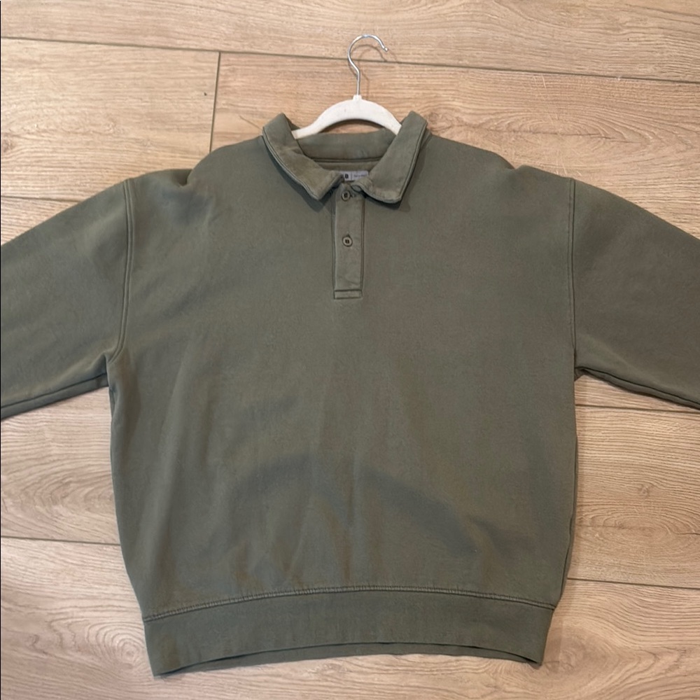 Men's Olive Green Polo Sweater Shirt